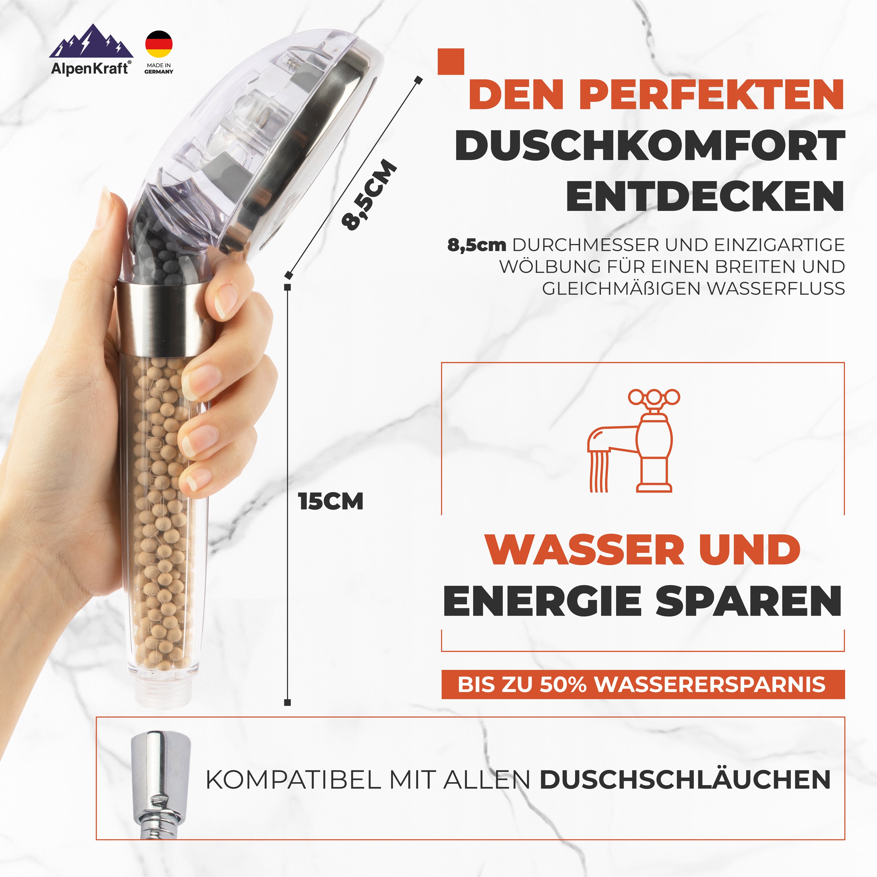 AlpenKraft® "ZugSpitze" Duschkopf
